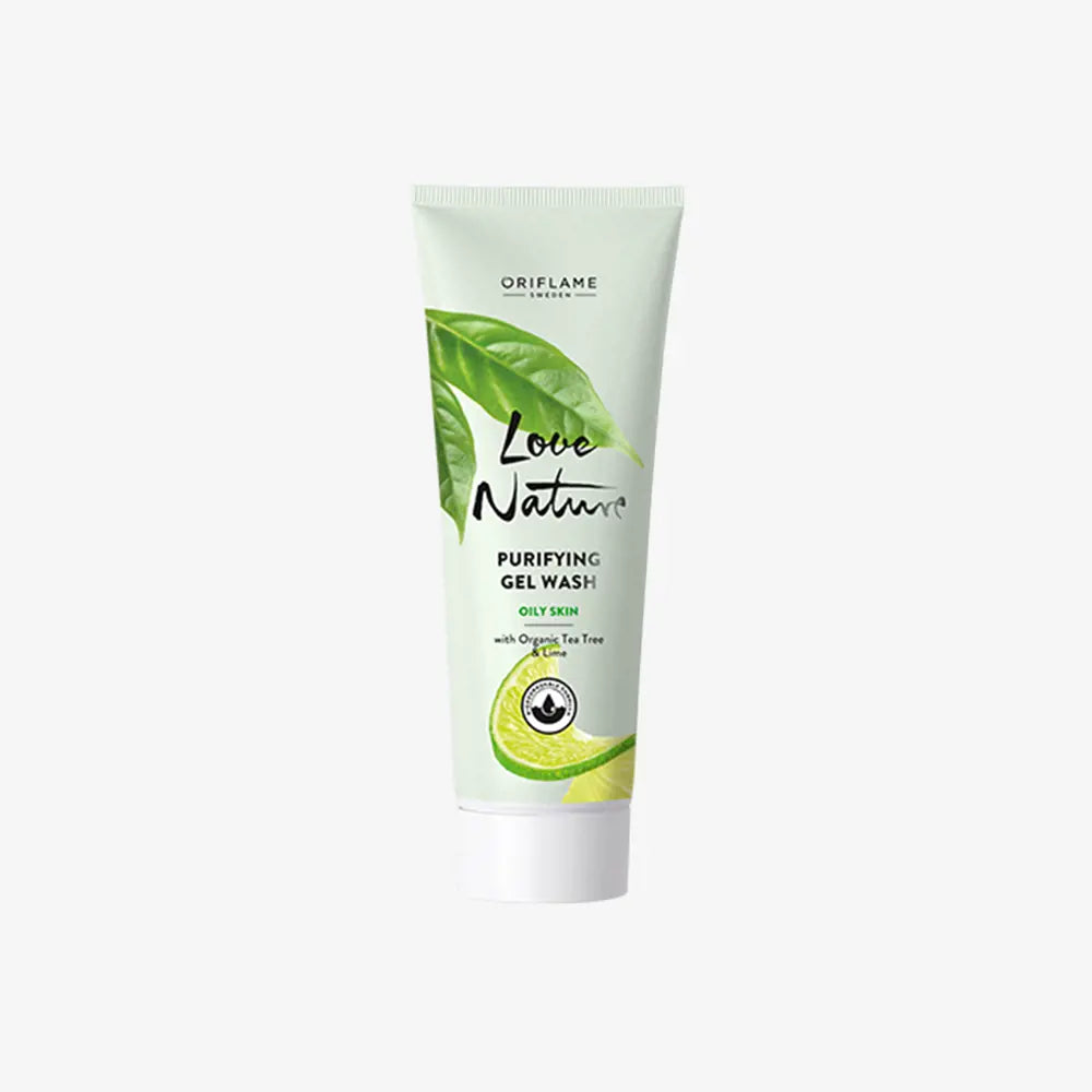 Oriflame Love Nature Purifying Gel Wash with Organic Tea Tree & Lime 125 ml | Deep Cleansing Face Wash for Oily & Acne-Prone Skin | Original Sweden Formula