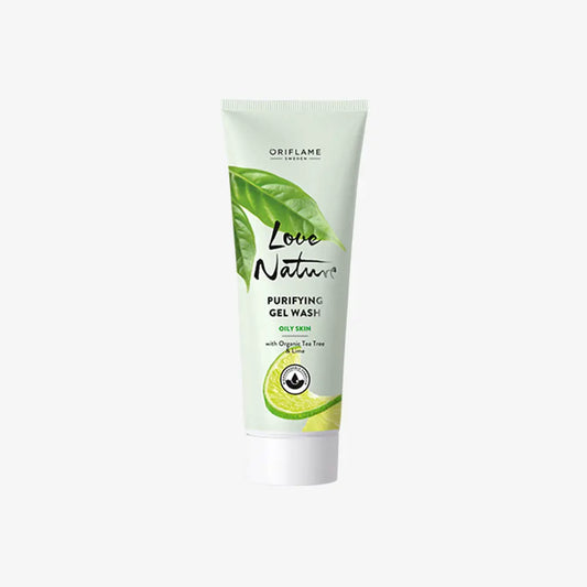 Oriflame Love Nature Purifying Gel Wash with Organic Tea Tree & Lime 125 ml | Deep Cleansing Face Wash for Oily & Acne-Prone Skin | Original Sweden Formula