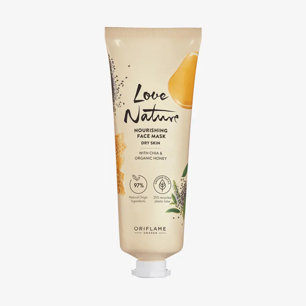 Oriflame Love Nature Nourishing Face Mask with Chia & Organic Honey 75 ml | Deep Hydration & Repairing Face Mask for Dry Skin | Original Sweden Skincare