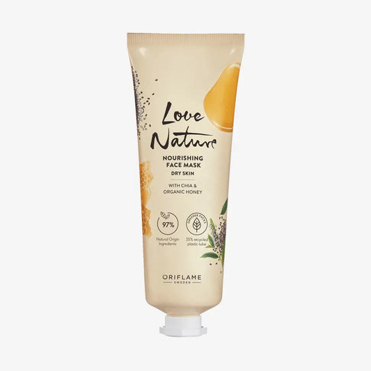 Oriflame Love Nature Nourishing Face Mask with Chia & Organic Honey 75 ml | Deep Hydration & Repairing Face Mask for Dry Skin | Original Sweden Skincare