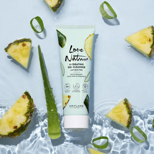 Oriflame Love Nature Hydrating Gel Cleanser with Organic Aloe Vera & Pineapple 125 ml | Gentle Daily Face Wash for Fresh & Glowing Skin | Original Sweden Skincare