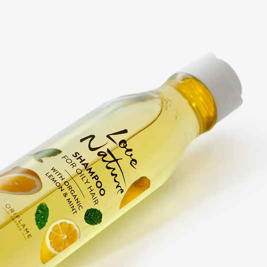 Love Nature Shampoo for Oily Hair 250 ml | With Organic Lemon & Mint | Refreshing & Purifying Formula for Fresh, Balanced Hair