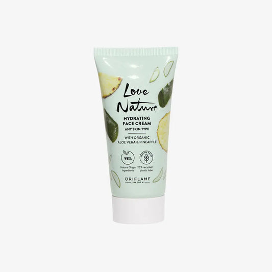 Oriflame Love Nature Hydrating Face Cream with Organic Aloe Vera & Pineapple 50 ml | Lightweight Daily Moisturizer for Soft & Glowing Skin | Original Sweden Skincare