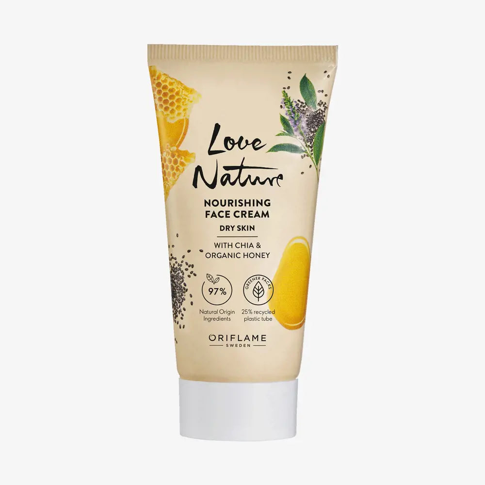 Oriflame Love Nature Nourishing Face Cream with Chia & Organic Honey 50 ml | Deep Moisturizing Cream for Soft & Healthy Skin | Original Sweden Skincare