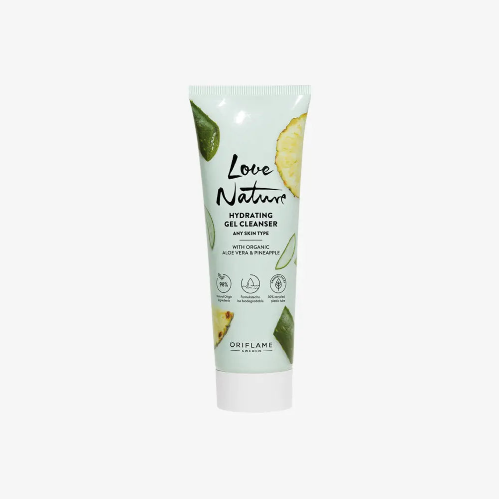 Oriflame Love Nature Hydrating Gel Cleanser with Organic Aloe Vera & Pineapple 125 ml | Gentle Daily Face Wash for Fresh & Glowing Skin | Original Sweden Skincare