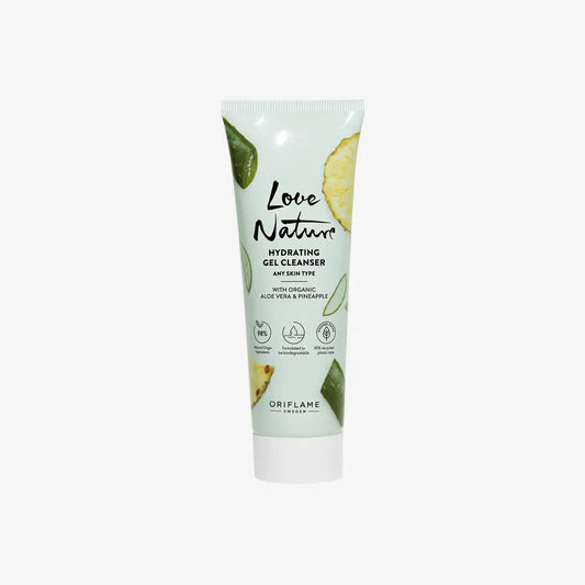 Oriflame Love Nature Hydrating Gel Cleanser with Organic Aloe Vera & Pineapple 125 ml | Gentle Daily Face Wash for Fresh & Glowing Skin | Original Sweden Skincare